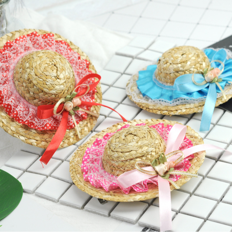 廠家直銷寵物發(fā)夾頭飾狗狗大號(hào)草帽子OEM/ODM定制代加工