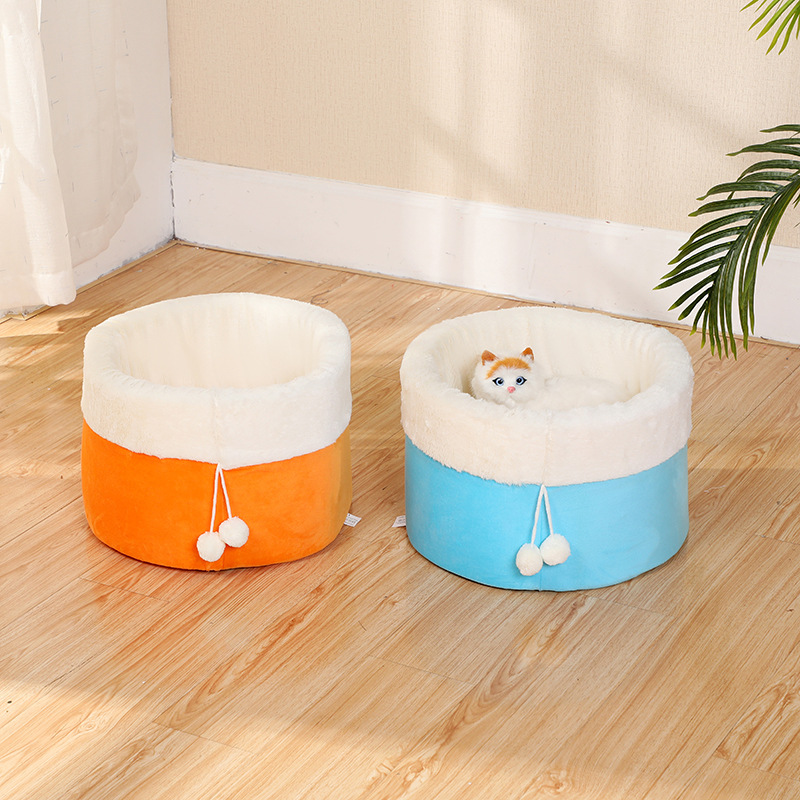 圓形寵物窩四季保暖舒適絨毛寵物墊貼牌OEM/ODM