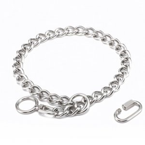 不銹鋼狗鏈項(xiàng)圈p鏈牽引繩狗項(xiàng)圈脖套