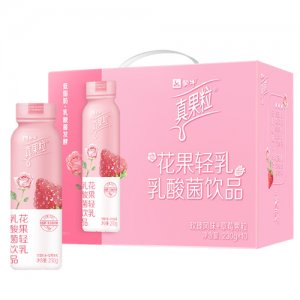 蒙牛真果?；üp乳玫瑰草莓味乳酸菌飲品PET瓶10瓶禮盒裝