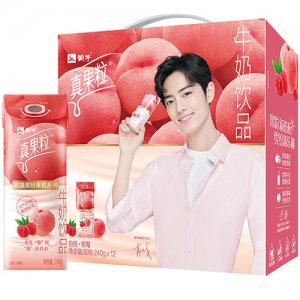 蒙牛真果粒牛奶飲品白桃樹莓味配制型含乳飲料康美笑臉包
