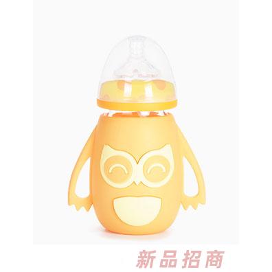 樂迪貓頭鷹硅膠套玻璃奶瓶