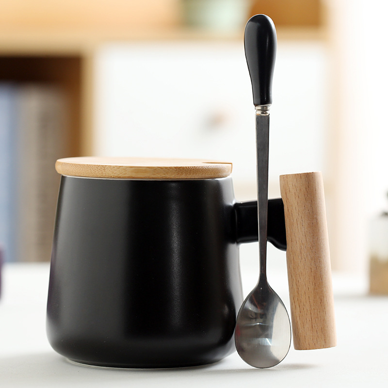 茶杯子陶瓷木柄馬克杯oem代工