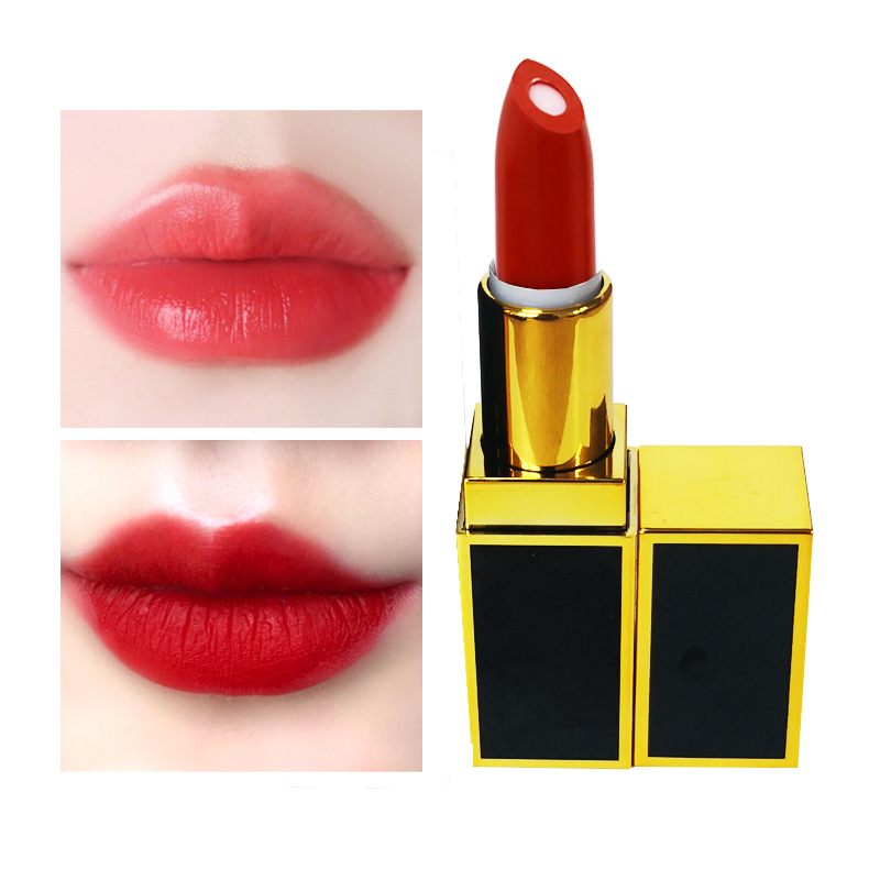 跨境出口夾心口紅 無(wú)logo雙色唇膏黑金方管滋潤(rùn)保濕口紅LipstickOEM代加工