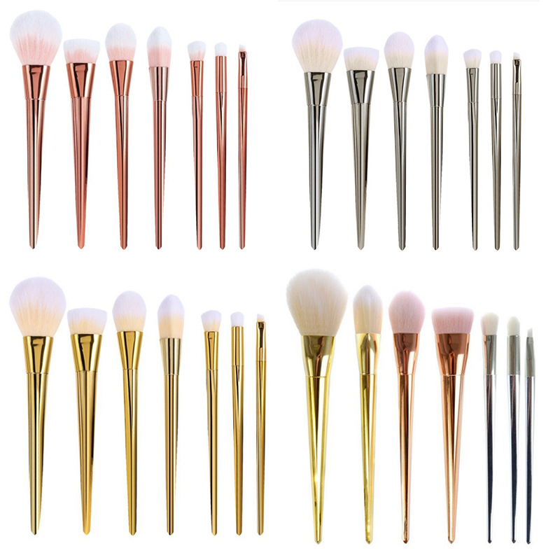 7支化妝刷7支玫瑰金菱形化妝刷銀色化妝刷化妝工具套裝OEM代加工