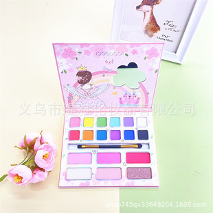 可愛(ài)公主城堡18色珠光啞光高光腮紅多功能眼影盤(pán)彩妝oem代加工
