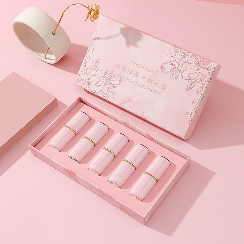 DROHOO小熊粉管雕花啞光口紅套裝OEM代加工