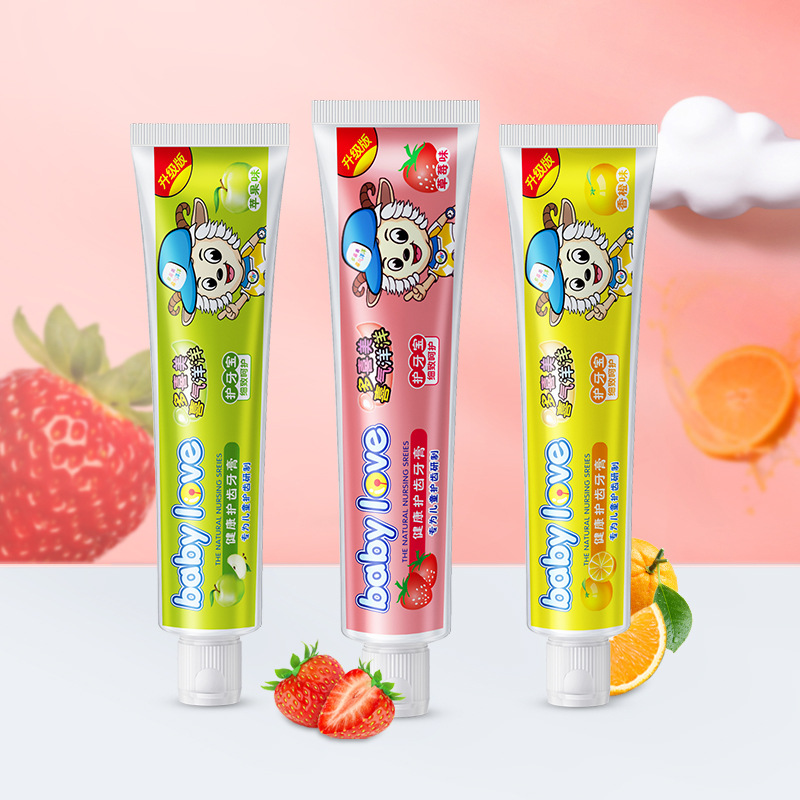 蘋果草莓味兒童牙膏清爽口感固齒健齦去牙漬oem代加工