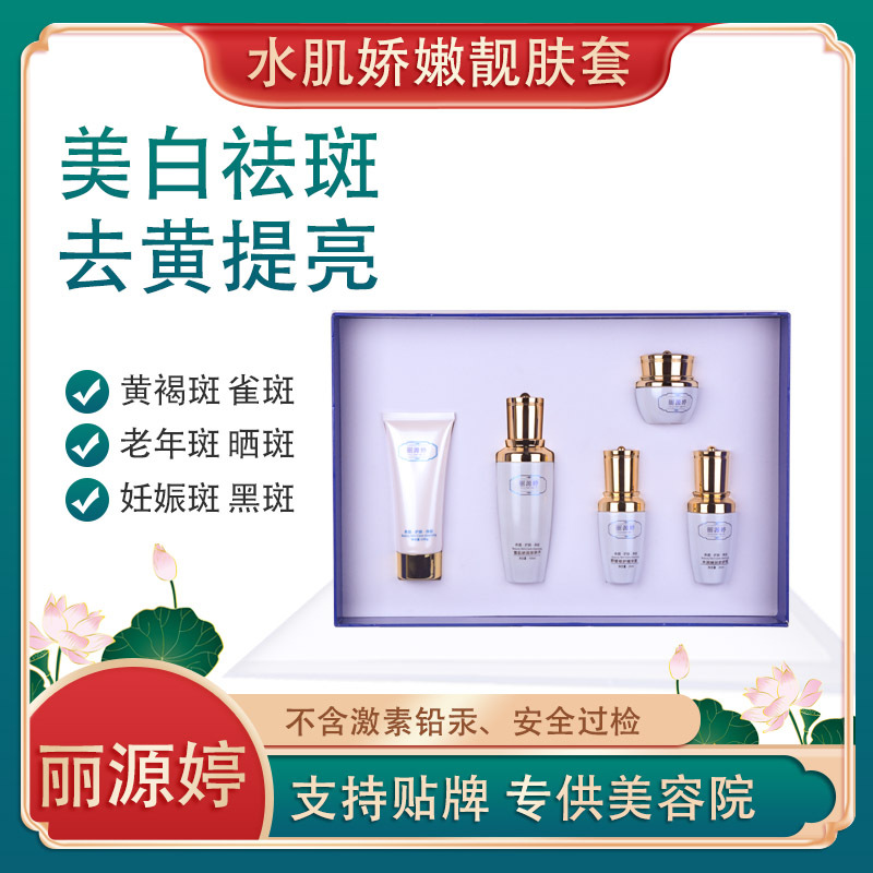 面部專用護(hù)膚套盒美白祛斑霜套盒批發(fā)黃褐斑曬斑去黃嫩白套OEM代加工