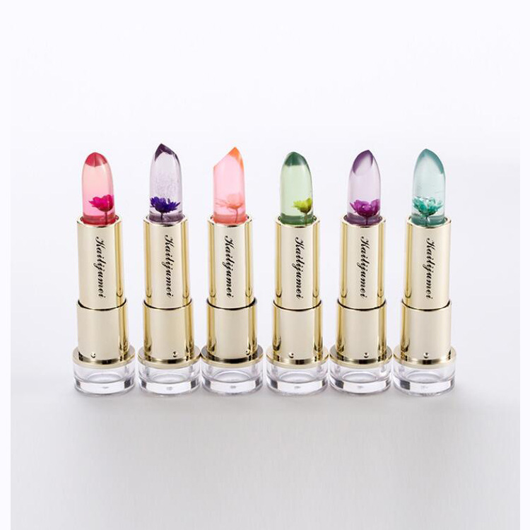 可愛風(fēng)透明溫感變色唇釉內(nèi)飾花朵OEM代加工