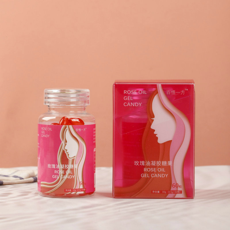 廠家批發(fā)定 制玫瑰油軟膠囊抖音網(wǎng)紅電商直播60粒瓶裝凝膠糖果OEM代加工