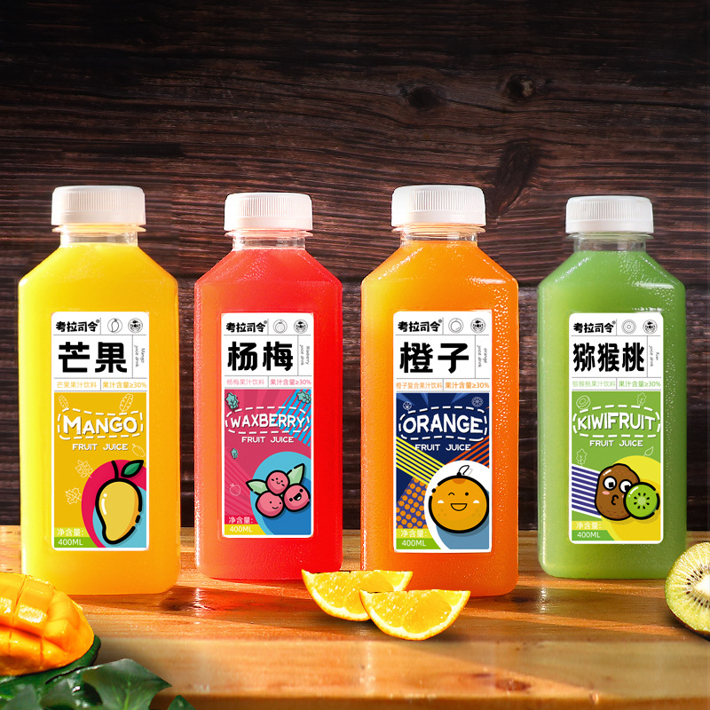 果汁飲料400ml瓶整箱網(wǎng)紅橙子芒果獼猴桃汁飲品批特價(jià)