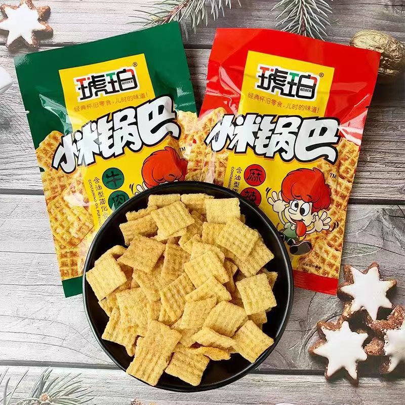 琥珀小米鍋巴22g袋裝懷舊小零食童年小包裝網(wǎng)紅小吃90后兒時薯片OEM代加工